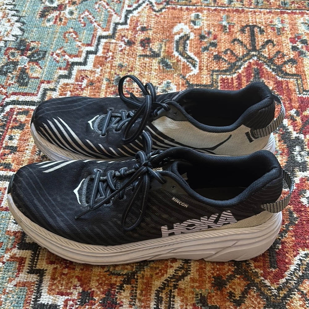 HOKA Black and White Rincon Sneakers